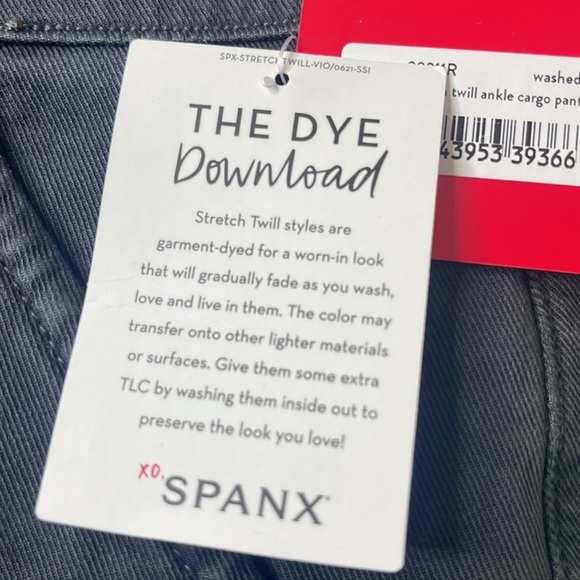 SPANX Stretch Ankle Twill Cargo Pants Washed Black XS Tall Long - Picture 10 of 16